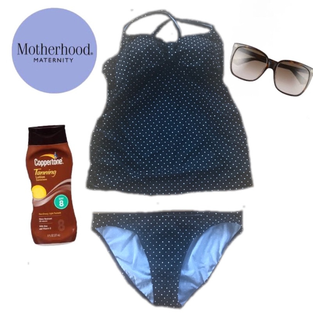 Motherhood Maternity Black /White Swimsuit Sz. L